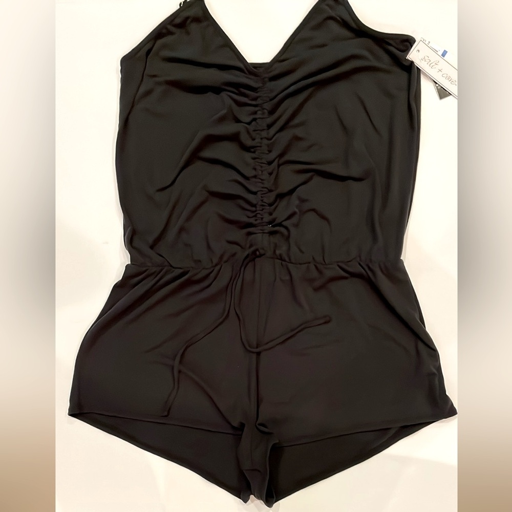 XL ROMPER BLACK Spaghetti straps with adjustable gold hardware
